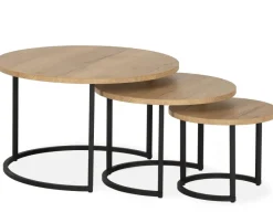 WoonMax Set van 3 salontafels Bolton met stalen onderstel - WoonMax