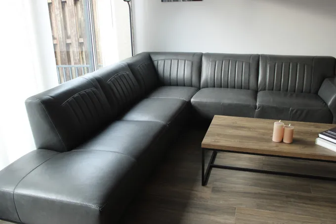 WoonMax Showroommodel Lederen Hoekbank Power B2 antraciet