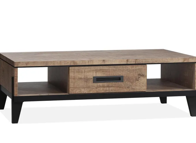 WoonMax Union salontafel 1 lade en 2 open vakken - Lamulux Mango
