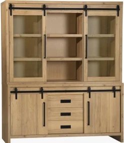 WoonMax Vitrinekast Cottage Natur 180 cm