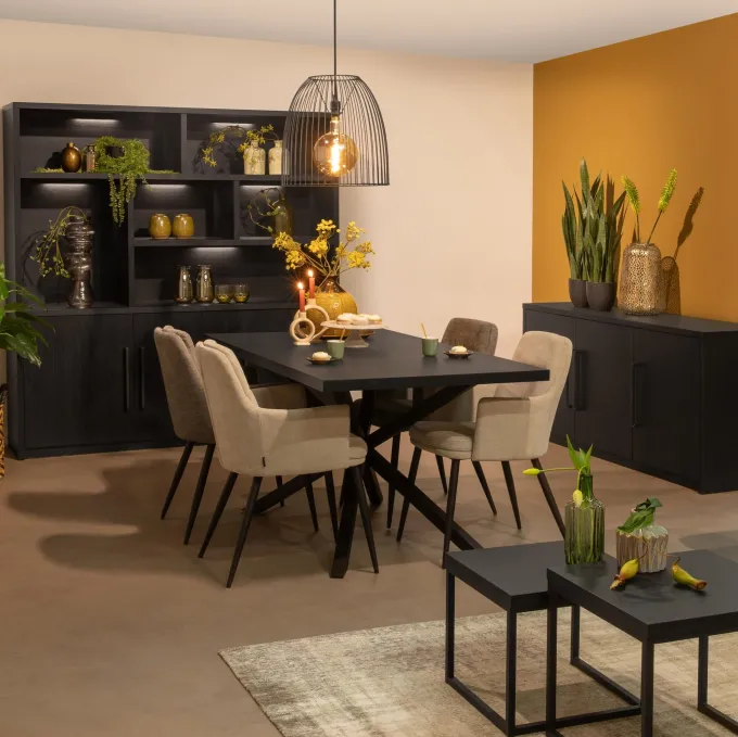 WoonMax Wandkast Broadway 3 deurs - Noir inclusief verlichting