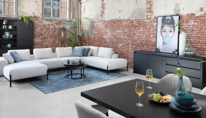 WoonMax Wandkast Milanello 2 deurs, 3 lades en 3 open vakken.