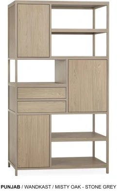 WoonMax Wandkast Punjab groot 120 cm - diverse kleurcombinaties