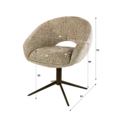 WoonStijl Armstoel Cupa draaibaar Delviro monti zand - frame bruin