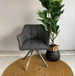 WoonStijl Armstoel grid draaibaar RVS Buffelo zwart