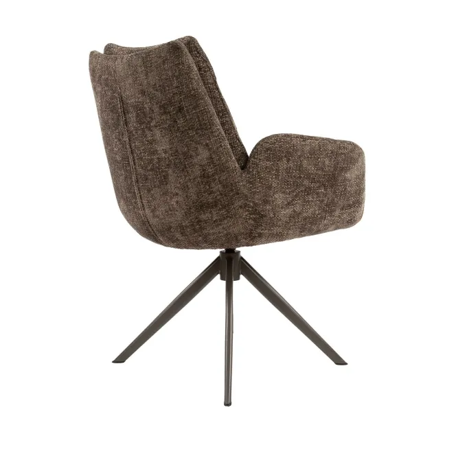 WoonStijl Armstoel Lounge draaibaar taupe met bruin onderstel