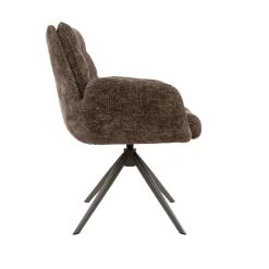 WoonStijl Armstoel Lounge draaibaar taupe met bruin onderstel