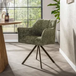 WoonStijl Armstoel Raster draaibaar Hoven groen-bruin frame