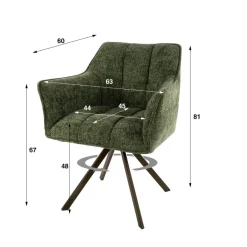 WoonStijl Armstoel Raster draaibaar Hoven groen-bruin frame