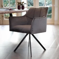 WoonStijl Armstoel raster draaibaar velvet antraciet