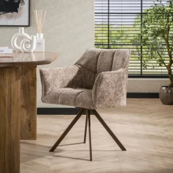WoonStijl Armstoel Raster draaibaar Hoven champagne-bruin frame