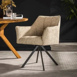 WoonStijl Armstoel raster draaibaar Boucle zandkleur