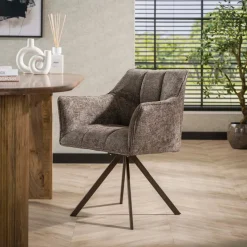 WoonStijl Armstoel Raster draaibaar Hoven taupe-bruin frame