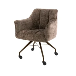 WoonStijl Armstoel Raster wieltjes Hoven taupe met bruin frame