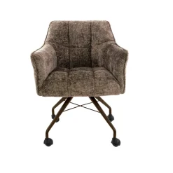 WoonStijl Armstoel Raster wieltjes Hoven taupe met bruin frame
