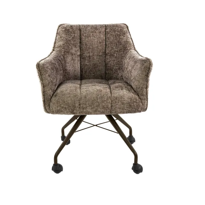 WoonStijl Armstoel Raster wieltjes Hoven champagne-bruin frame