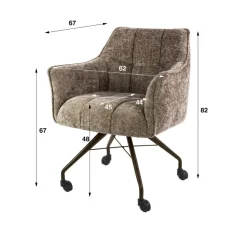WoonStijl Armstoel Raster wieltjes Hoven champagne-bruin frame