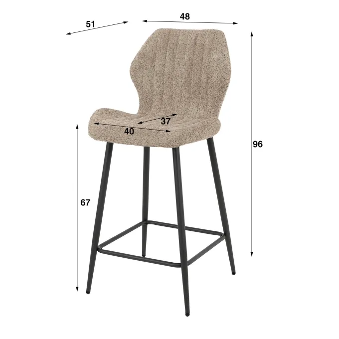 WoonStijl Barstoel boucle lendesteun wit