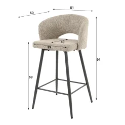 WoonStijl Barstoel boucle salon boucle zandkleur