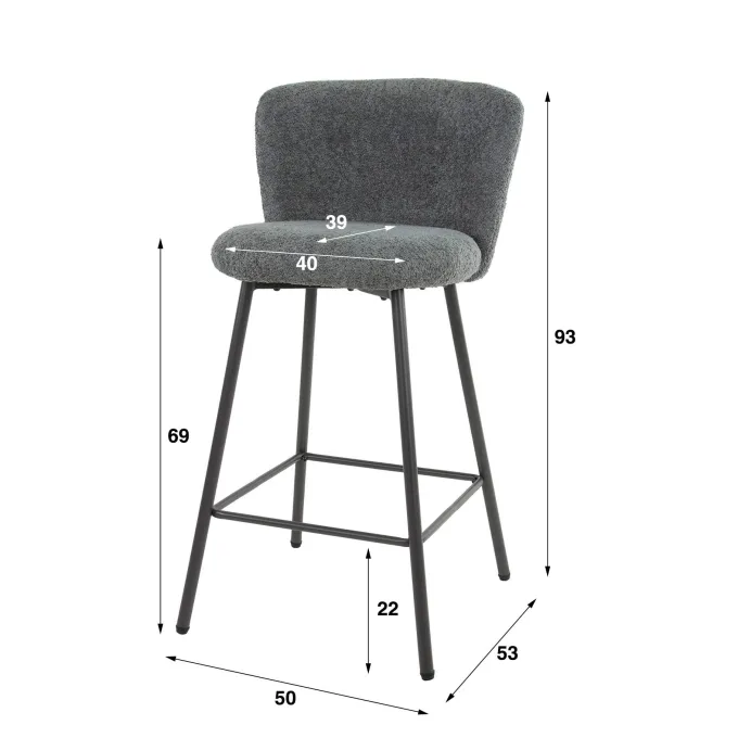WoonStijl Barstoel Curve Boucle grijs