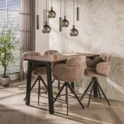 WoonStijl Barstoel Flex draaibaar Hoven champagne - frame bruin