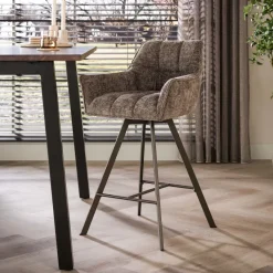 WoonStijl Barstoel raster draaibaar Rich Taupe - Bruin frame