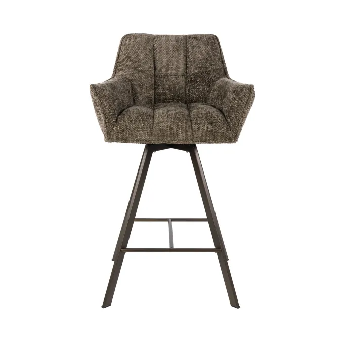 WoonStijl Barstoel raster draaibaar Rich Taupe - Bruin frame