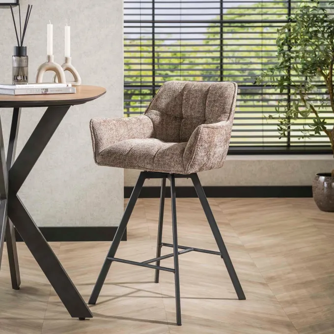 WoonStijl Barstoel raster draaibaar Rich Champagne