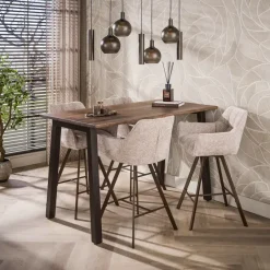 WoonStijl Barstoel raster draaibaar Rich zand - Bruin frame