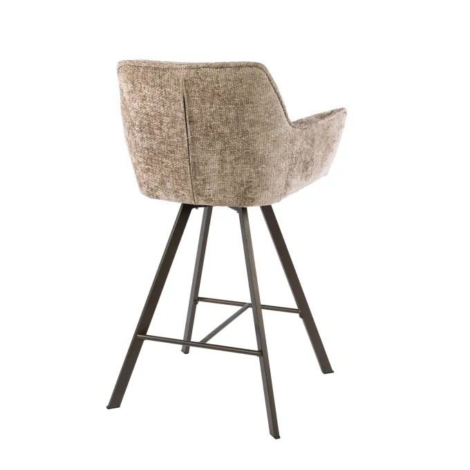 WoonStijl Barstoel raster draaibaar Rich champagne - Bruin frame