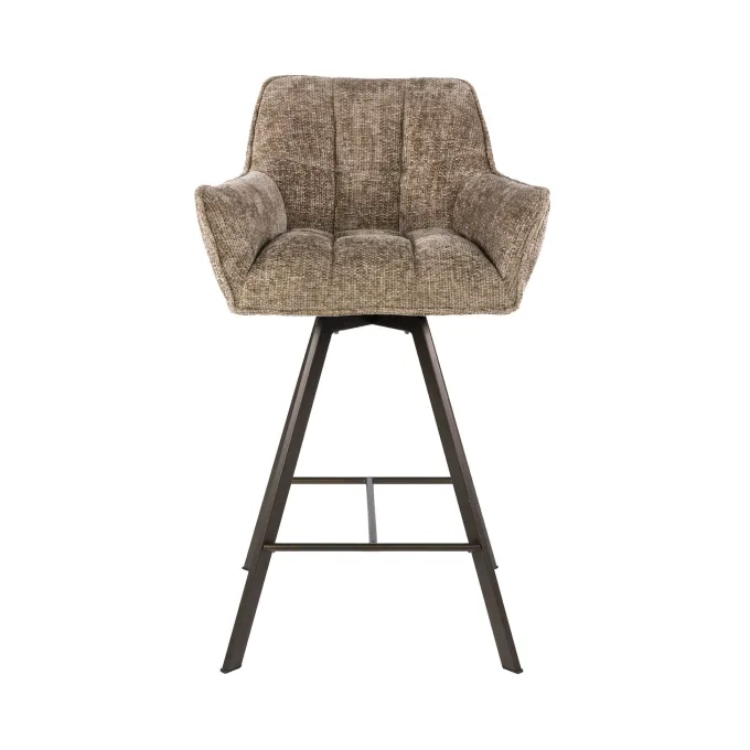 WoonStijl Barstoel raster draaibaar Rich champagne - Bruin frame