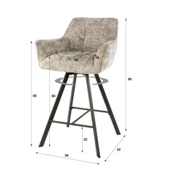 WoonStijl Barstoel raster draaibaar Alura zand - Bruin frame