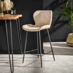 WoonStijl Barstoel ronde buis Boucle zand