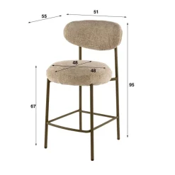 WoonStijl Barstoel Round Cargo zand - frame bruin