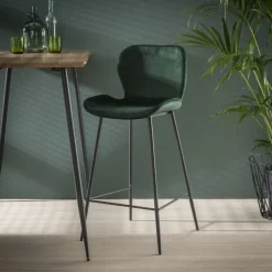 WoonStijl Barstoel velvet ronde buis Groen velvet