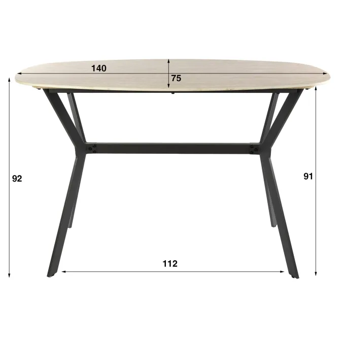 WoonStijl Bartafel Romano deens ovaal 140cm