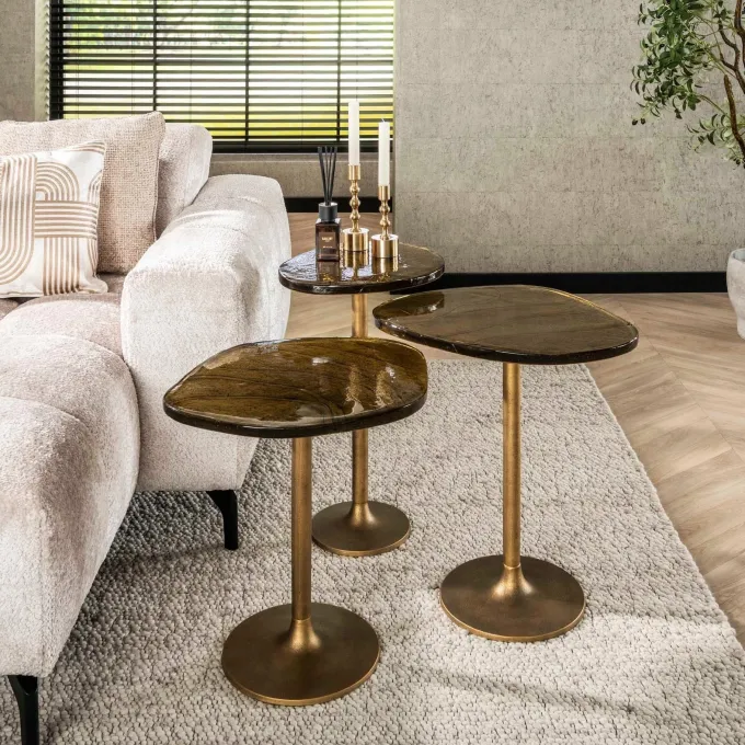 WoonStijl Bijzettafel L Eclipse goud antiek finish
