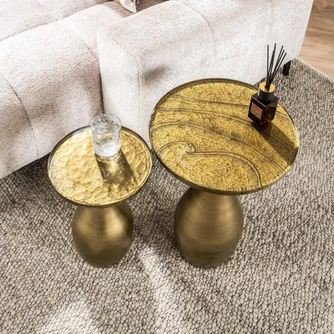 WoonStijl Bijzettafel M druppel Eclipse goud antiek finish