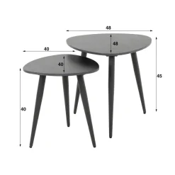 WoonStijl Bijzettafel set van 2 driehoekig ceramic