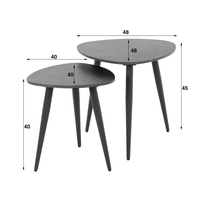 WoonStijl Bijzettafel set van 2 driehoekig ceramic