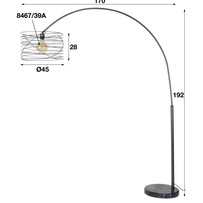 WoonStijl Booglamp Ø45 Curl