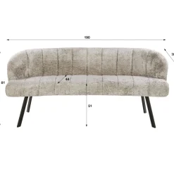 WoonStijl Eetkamerbank Oval Allura zand - Frame bruin