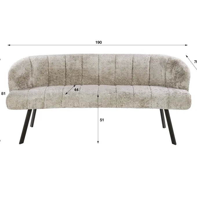 WoonStijl Eetkamerbank Oval Allura zand - Frame bruin