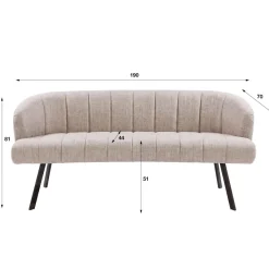 WoonStijl Eetkamerbank Oval Hoven zand - Frame bruin