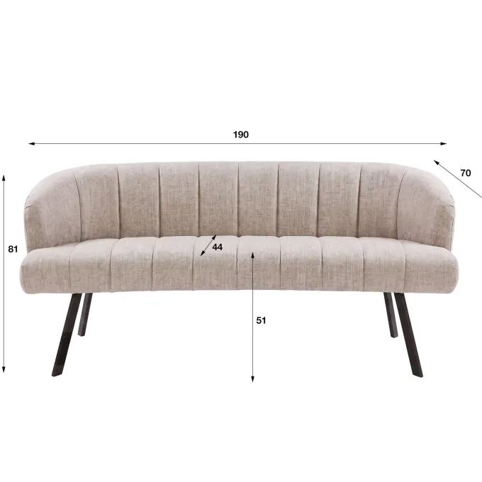 WoonStijl Eetkamerbank Oval Hoven zand - Frame bruin