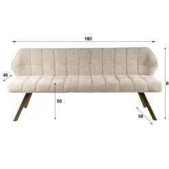 WoonStijl Eetkamerbank raster 180 Hoven zand-bruin frame