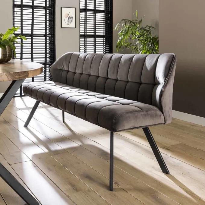 WoonStijl Eetkamerbank Raster 180 Velvet Antraciet - Luxe en Comfort