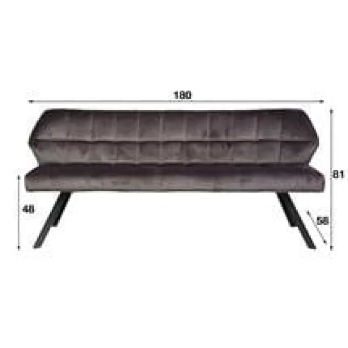 WoonStijl Eetkamerbank Raster 180 Velvet Antraciet - Luxe en Comfort