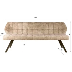 WoonStijl Eetkamerbank raster 180 Alure zand-bruin frame