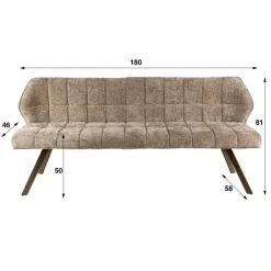 WoonStijl Eetkamerbank raster 180 Hoven champagne-bruin frame